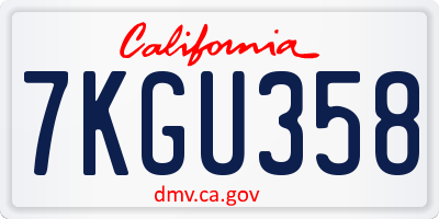 CA license plate 7KGU358