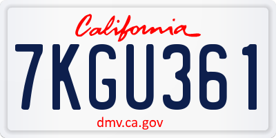 CA license plate 7KGU361