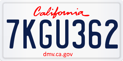 CA license plate 7KGU362