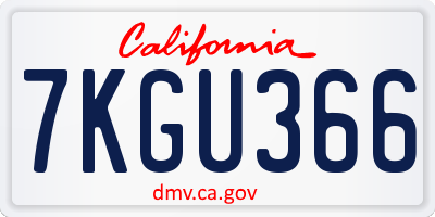 CA license plate 7KGU366