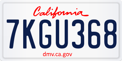 CA license plate 7KGU368