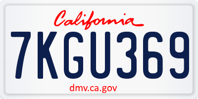 CA license plate 7KGU369