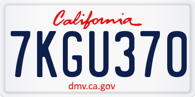 CA license plate 7KGU370