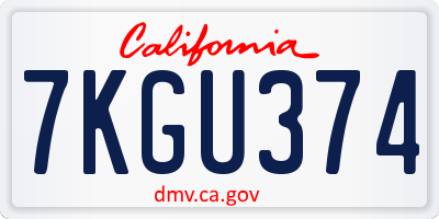 CA license plate 7KGU374