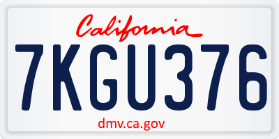 CA license plate 7KGU376