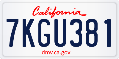 CA license plate 7KGU381