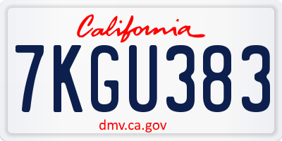 CA license plate 7KGU383