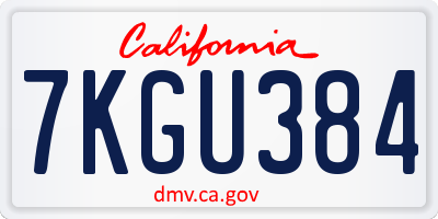 CA license plate 7KGU384
