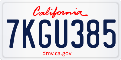 CA license plate 7KGU385