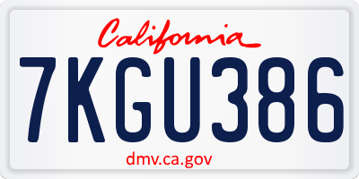 CA license plate 7KGU386