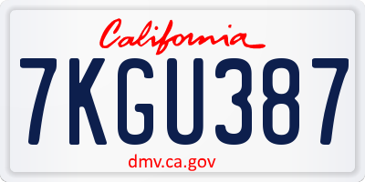 CA license plate 7KGU387