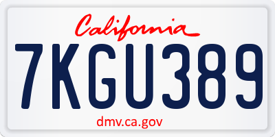 CA license plate 7KGU389