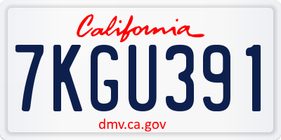 CA license plate 7KGU391