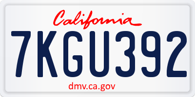 CA license plate 7KGU392