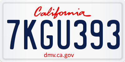 CA license plate 7KGU393