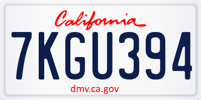 CA license plate 7KGU394