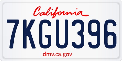 CA license plate 7KGU396