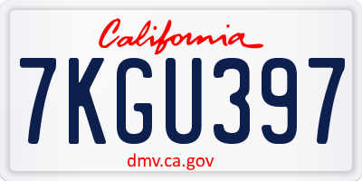 CA license plate 7KGU397