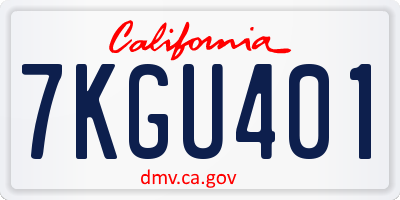 CA license plate 7KGU401