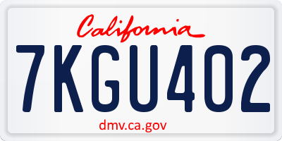 CA license plate 7KGU402