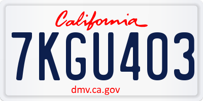 CA license plate 7KGU403