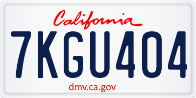 CA license plate 7KGU404