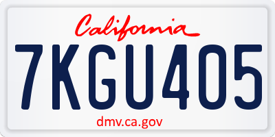CA license plate 7KGU405