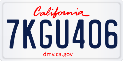 CA license plate 7KGU406