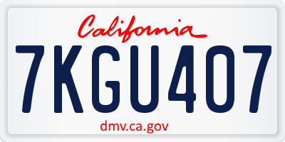 CA license plate 7KGU407