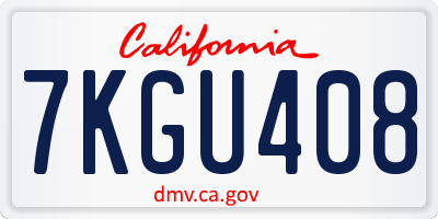 CA license plate 7KGU408