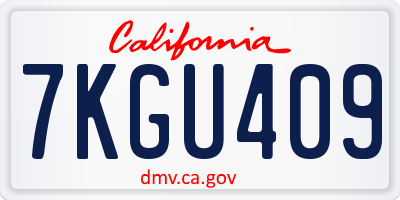 CA license plate 7KGU409