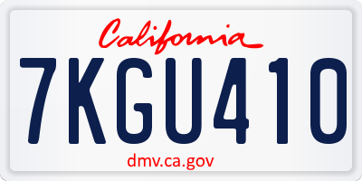 CA license plate 7KGU410