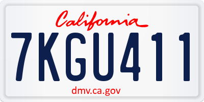 CA license plate 7KGU411