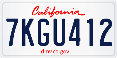 CA license plate 7KGU412