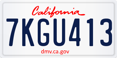 CA license plate 7KGU413