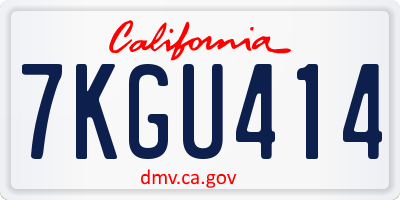 CA license plate 7KGU414