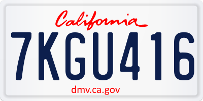CA license plate 7KGU416