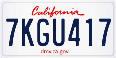 CA license plate 7KGU417