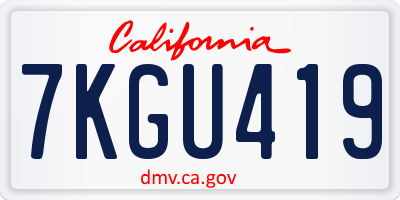 CA license plate 7KGU419