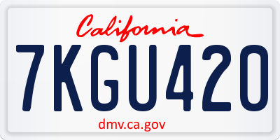 CA license plate 7KGU420