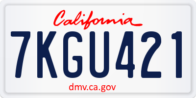CA license plate 7KGU421