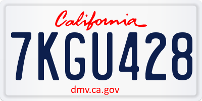 CA license plate 7KGU428