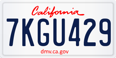 CA license plate 7KGU429
