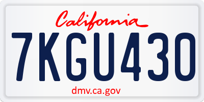 CA license plate 7KGU430