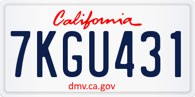 CA license plate 7KGU431