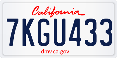 CA license plate 7KGU433