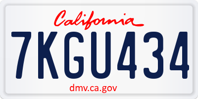 CA license plate 7KGU434