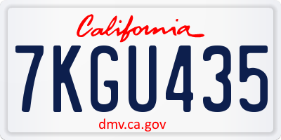 CA license plate 7KGU435