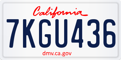 CA license plate 7KGU436