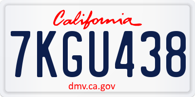 CA license plate 7KGU438